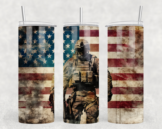 TW - American Flag Soldier Tumbler Wrap