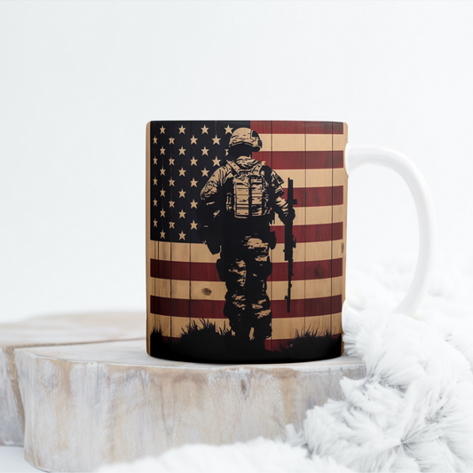 MG - Soldier American Flag Mug Wrap