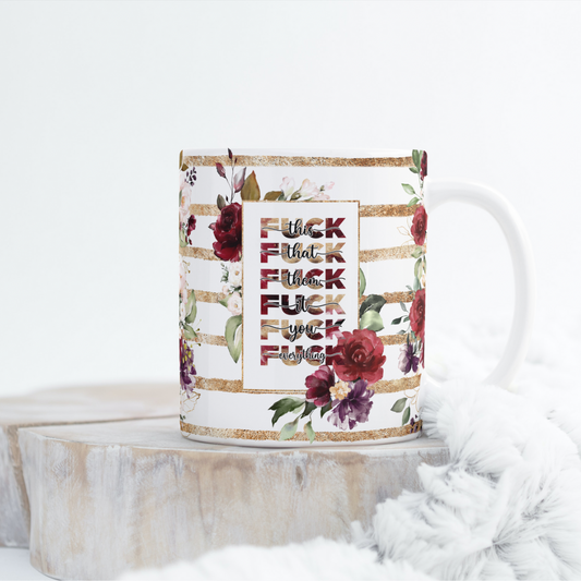 Fu*k Red Floral Mug Wrap