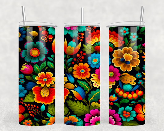 Mexican Floral Embroidery Tumbler Wrap