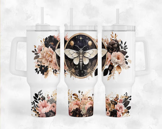 Floral Moth 40oz Tumbler Wrap