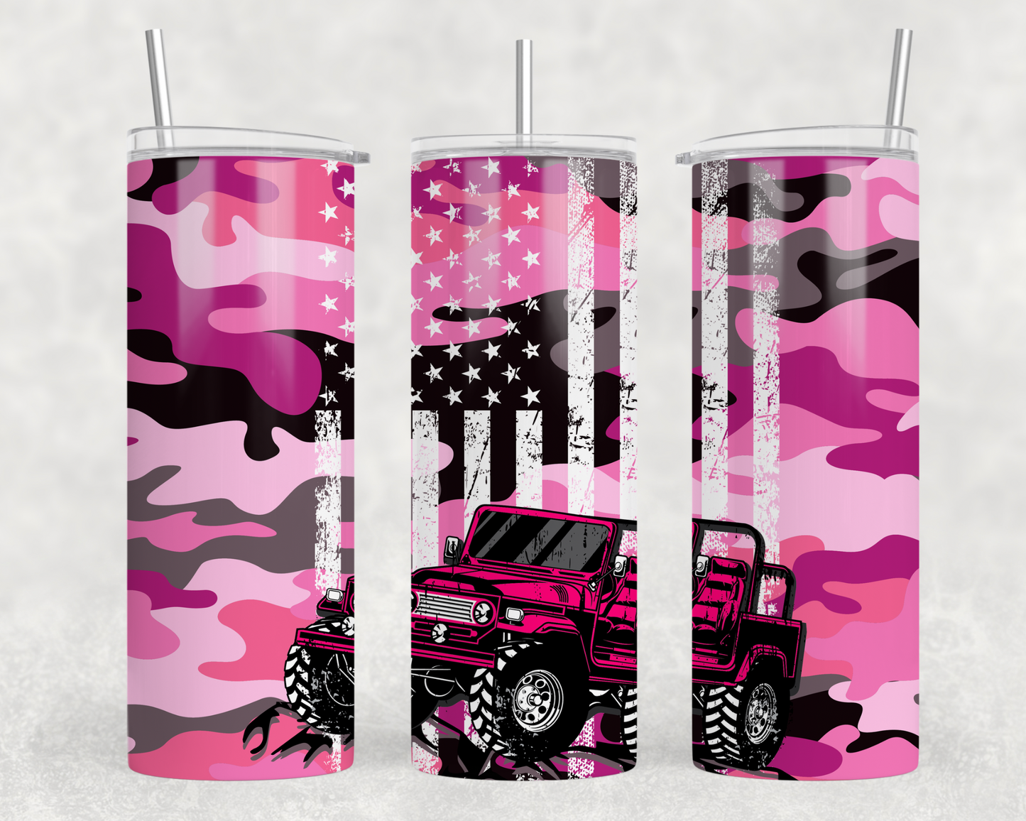 Pink Jeep Camo Tumbler Wrap