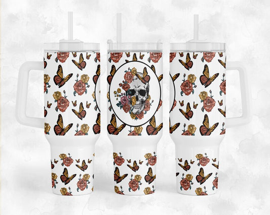 Floral Skull 40oz Tumbler Wrap