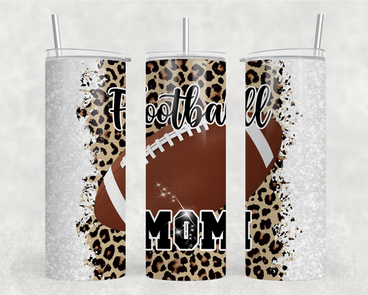Leopard Football Mom Tumbler Wrap