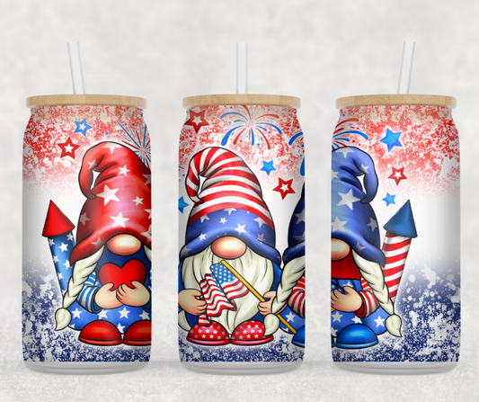GC - Patriotic Gnomes Distressed Glass Can Wrap
