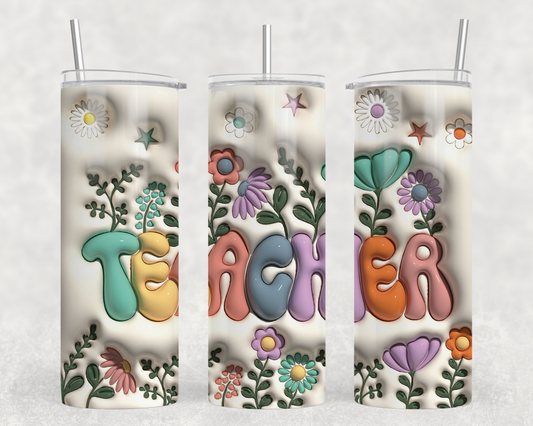 Teacher Floral 3D Tumbler Wrap