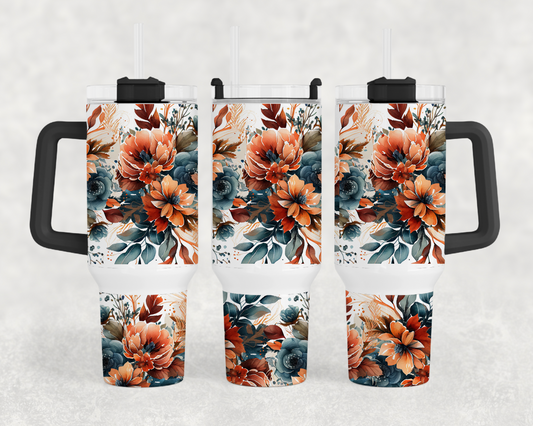 Orange & Blue Floral 40oz Tumbler Wrap