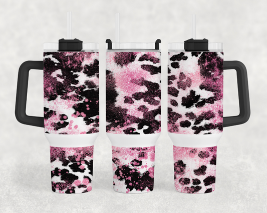 Rustic Pink Cow 40oz Tumbler Wrap