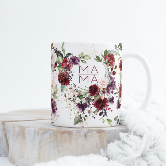 Red Floral Mama Mug Wrap