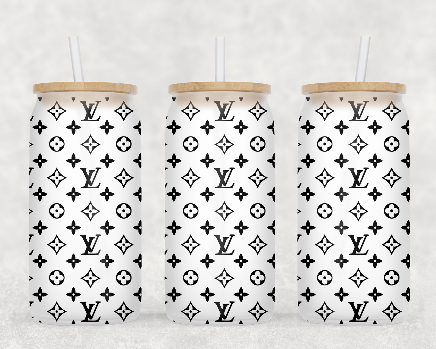 LV Black & White Glass Can Wrap