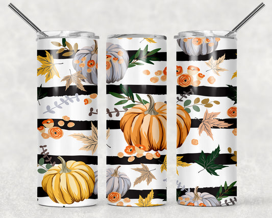 Fall Pumpkins & Stripes Tumbler Wrap