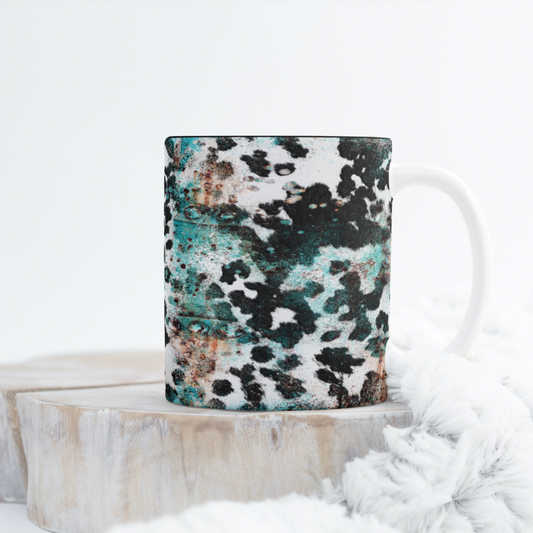Black & White Rust Cow Print Mug Wrap