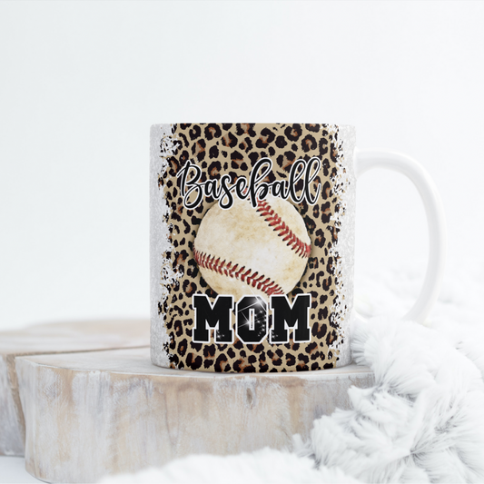 Baseball Mom Leopard Print Mug Wrap