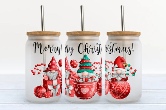 Christmas Gnomes Glass Can Wrap