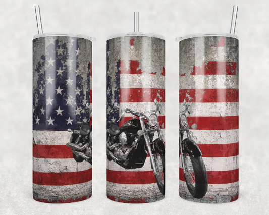TW - American Flag Motorcycle Tumbler Wrap