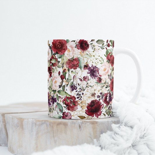 Red Floral Mug Wrap